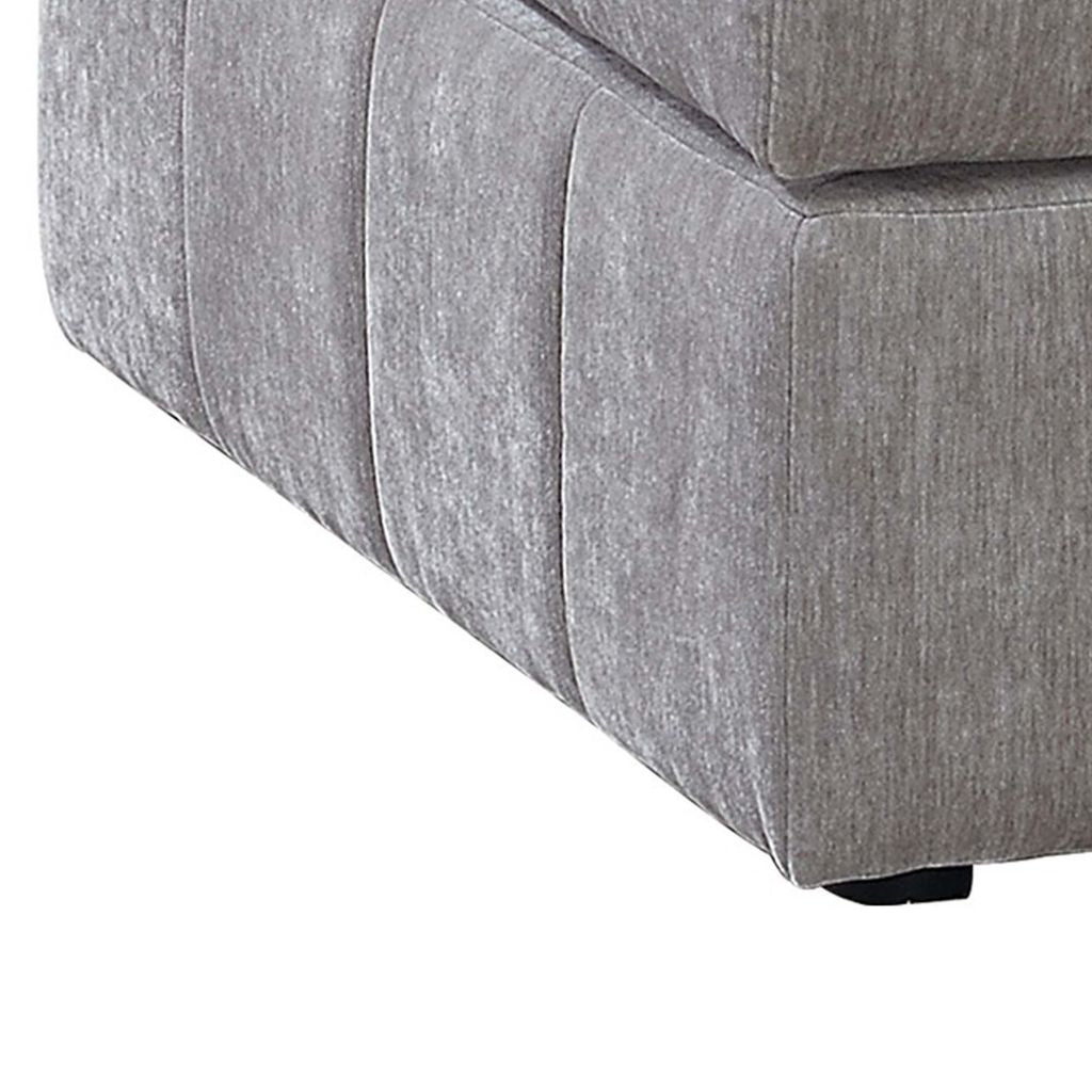 Luna 33 Inch Modular Ottoman, Three Layer Plush Cushioned Seat, Gray - View 3