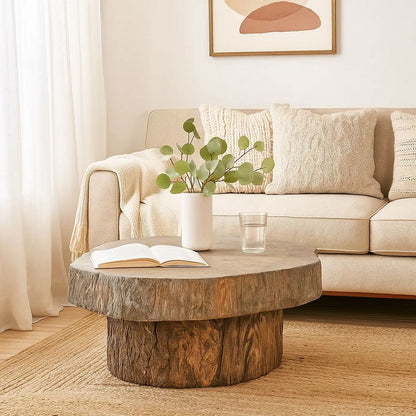 Round Cemented Log Accent, Brown - View 7