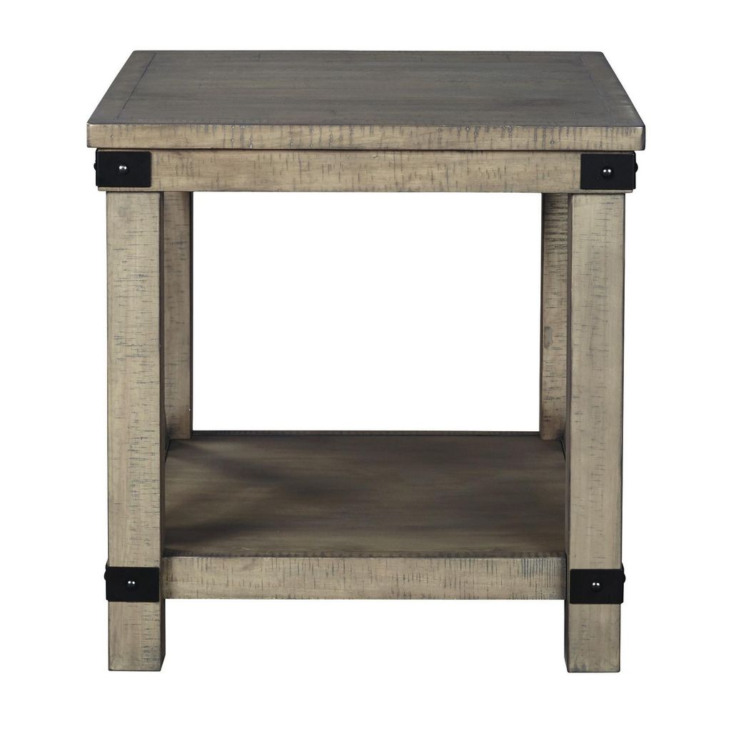 Farmhouse Style End Table with X Shaped Sides and Open Bottom Shelf, Gray - View 2