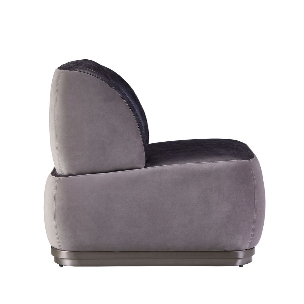 Leatherette Accent Chair with Wingback Design Backrest, Black and Gray - View 4