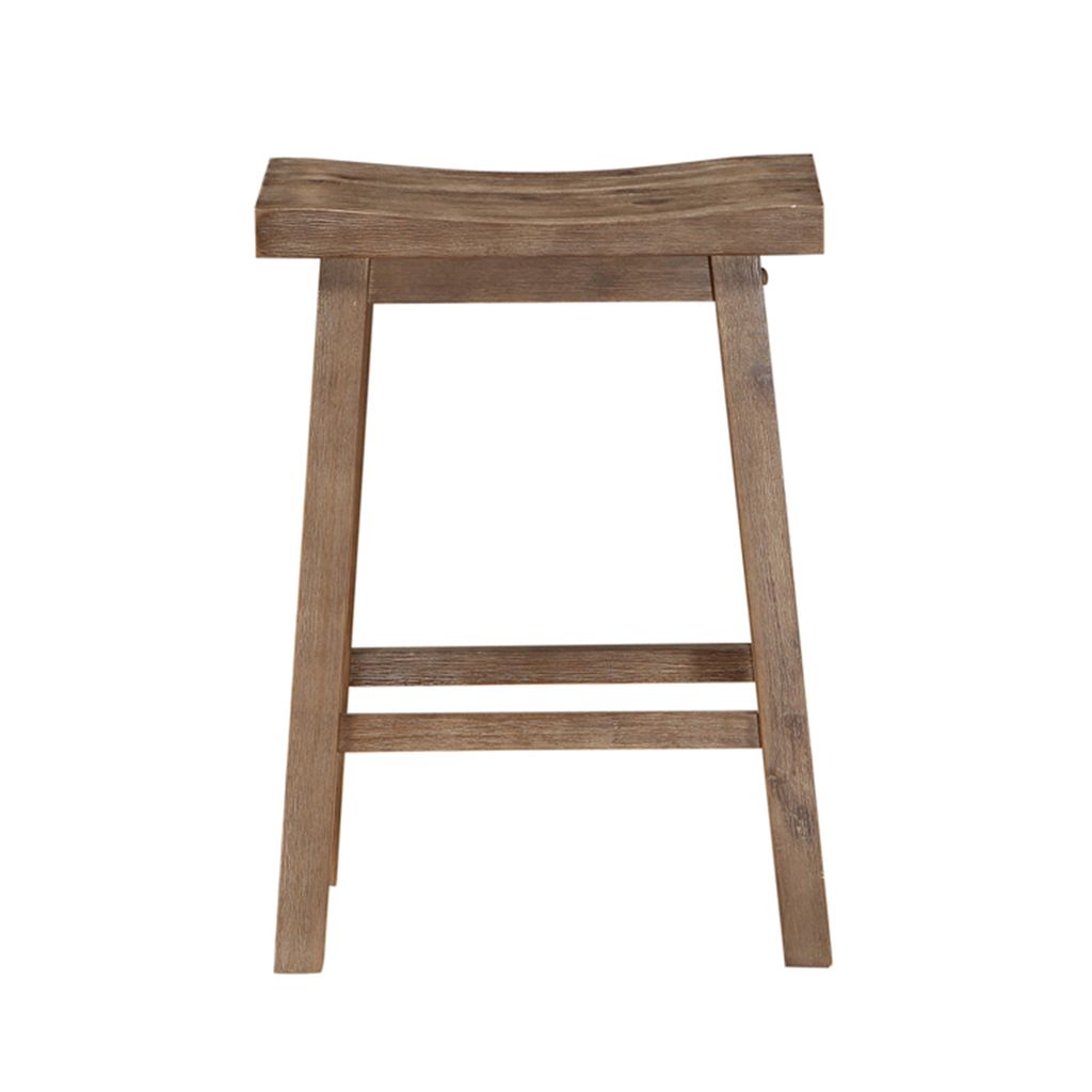 Wooden Frame Saddle Seat Counter Height Stool with Angled Legs, Brown - View 2