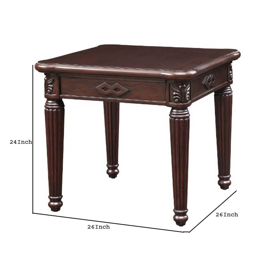 End Table with Traditional Style and Turned Legs, Espresso Brown - View 6