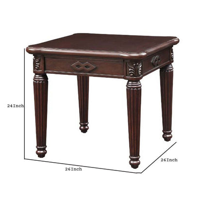 End Table with Traditional Style and Turned Legs, Espresso Brown - View 6