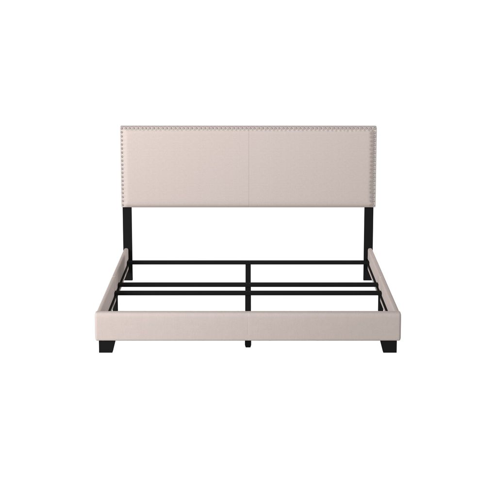 Ivory Upholstered Eastern King Bed - View 3