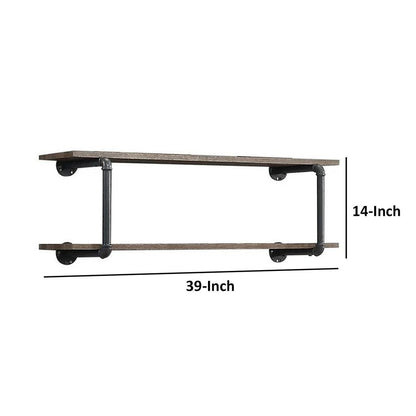 Antique Metal Framed Wall Rack, Brown and Gray - View 6