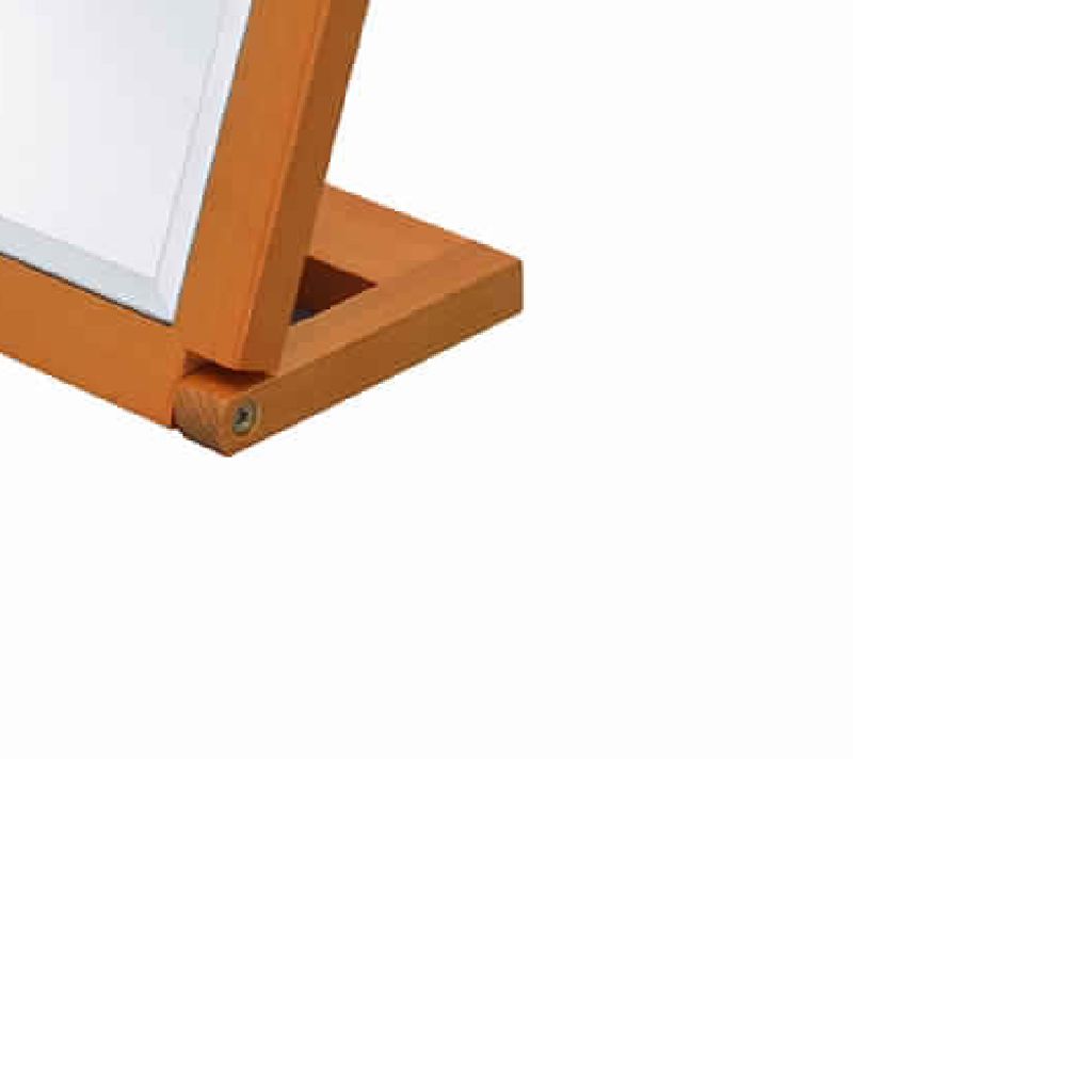 Wooden Rectangular Tilted Bevelled Mirror, Brown and Silver - View 2