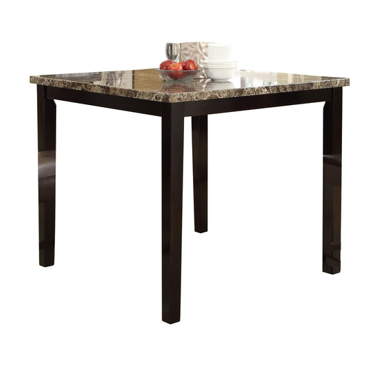 Spacious Wooden Counter High Table Faux Marble Top Brown