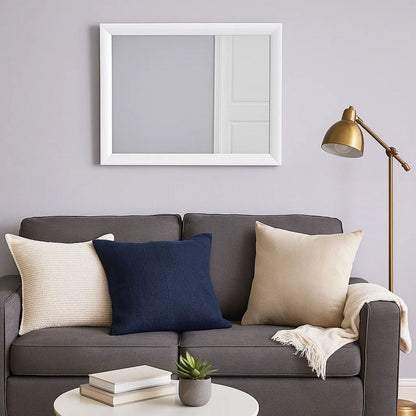 Wooden Framed Mirror with Rectangular Shape, Silver and White - View 7