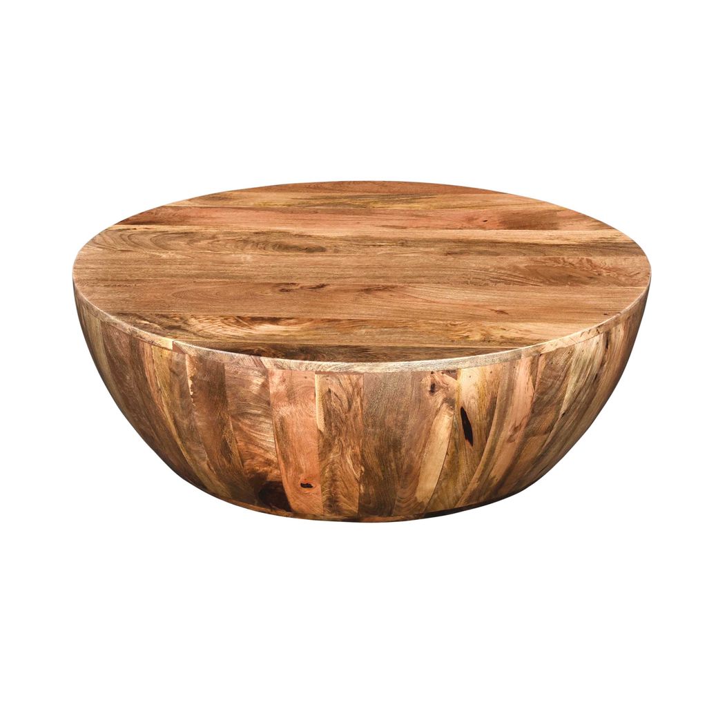 Arthur Mango Wood 35.5 Inch Coffee Table In Round Shape, Dark Brown - View 2