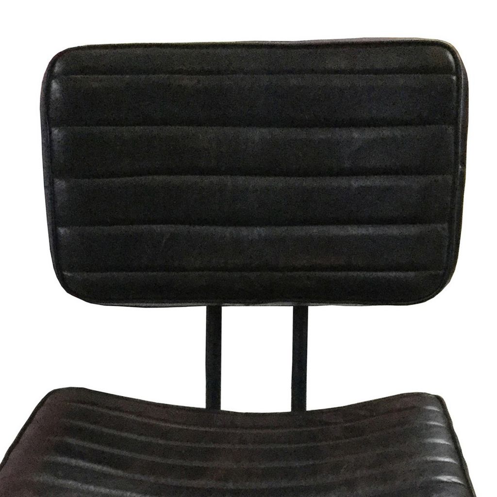 Mia 18 Inch Side Chair, Set of 2, Dyed Espresso Leather, Vertical Tufting - View 3
