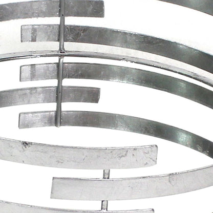 Round Metal Tray Set of 2 with Mirror Panel Inserts, Silver - View 4