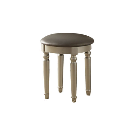 Commodious Vanity Set Featuring Stool And Mirror Silver - View 2