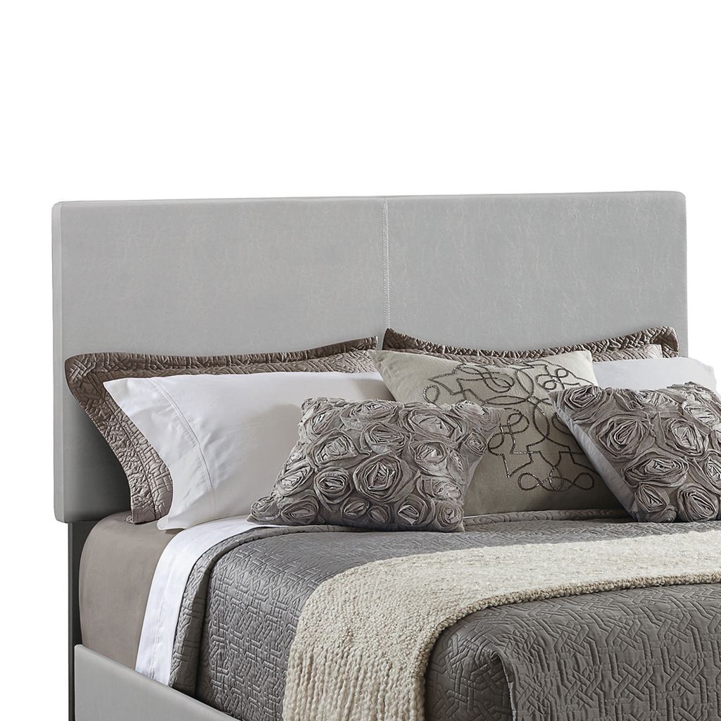Leather Upholstered California King Size Platform Bed, Gray - View 2