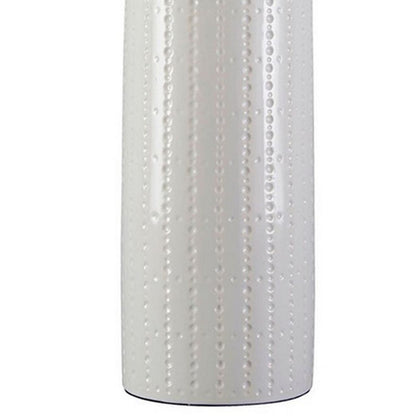 Carved Ceramic Base Table Lamp with Drum Shade, Set of 2, White - View 3