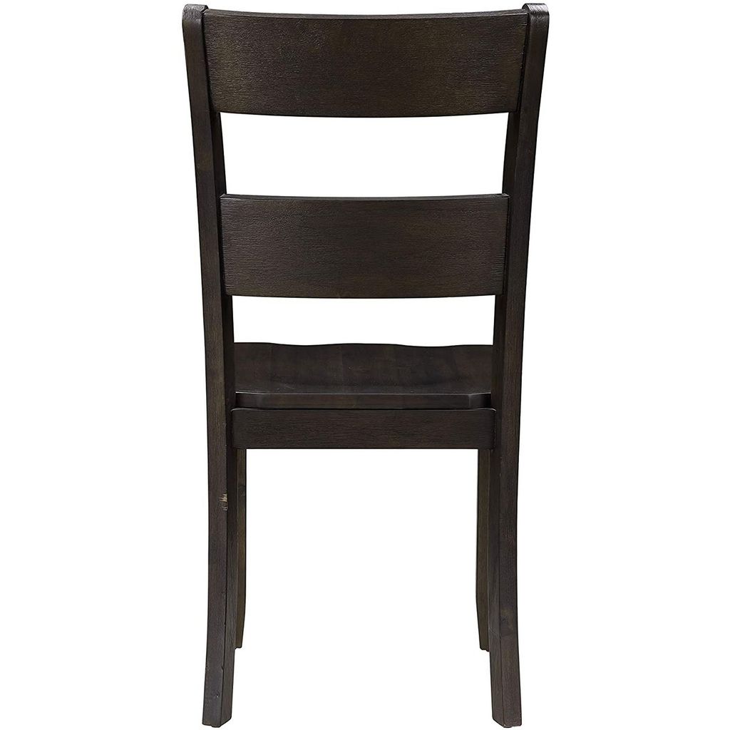 Transitional Wooden Side Chair with Ladder Backrest, Set of 2, Dark Brown - View 3