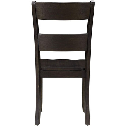 Transitional Wooden Side Chair with Ladder Backrest, Set of 2, Dark Brown - View 3