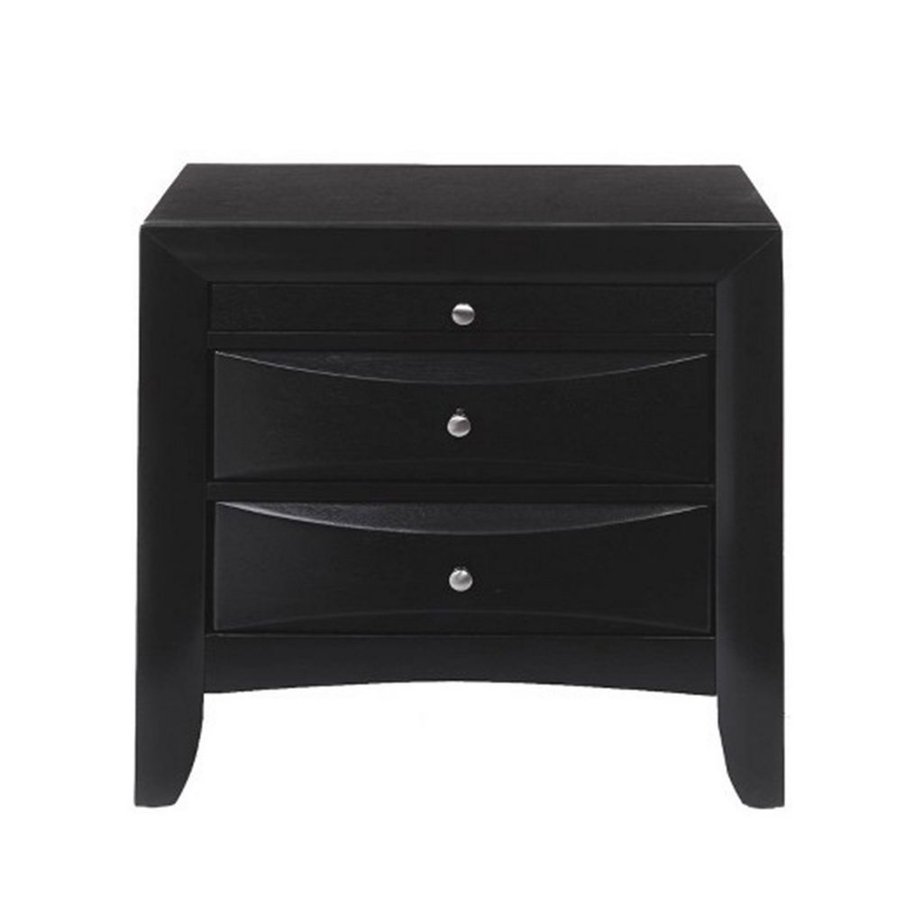 Contemporary 2 Drawer Wood  Nightstand By Ireland , Black - View 3