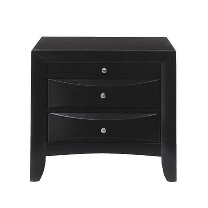 Contemporary 2 Drawer Wood  Nightstand By Ireland , Black - View 3