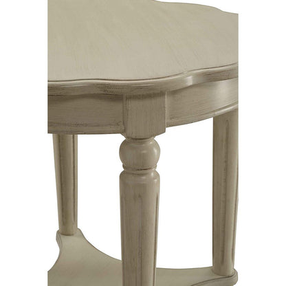 Fordon Round End Table, Scalloped Top, Antique White - View 3