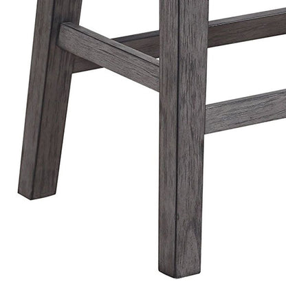 Wood & Leather CoUnter Height Stool with Nail head Trim, Set of 2, Black & Gray - View 5