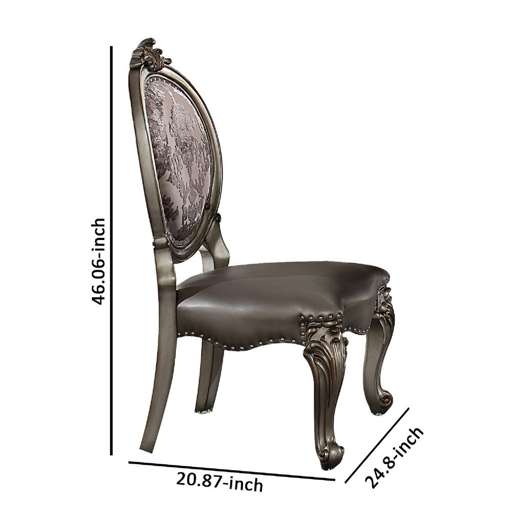 Dining Chair, Vegan Leather, Cabriole Legs, Set of 2, Silver - View 6