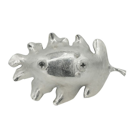 22 Inch Modern Decorative Tray, Oak Leaf Design Striking Silver Metal Frame - View 3