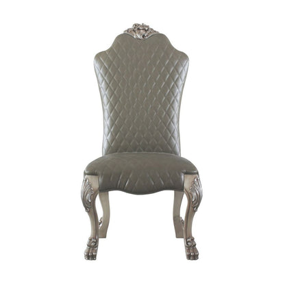 Leatherette Side Chair with High Back and Claw Legs, Set of 2,Antique White - View 2