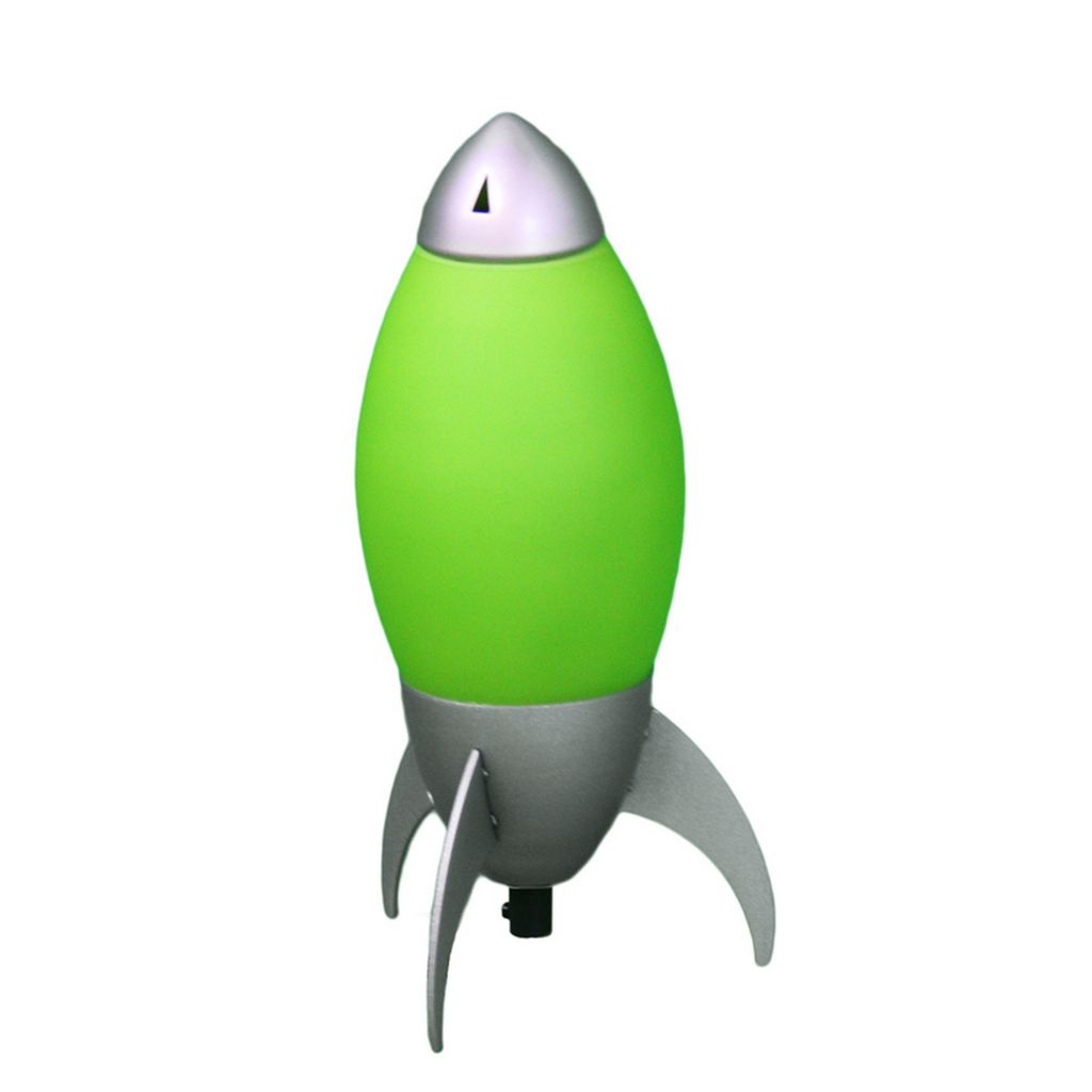 Kid Table Lamp with Rocket Design Silhouette, Green