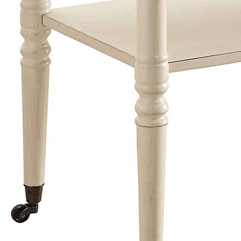 Wooden Serving Tray Table, Antique White - View 4