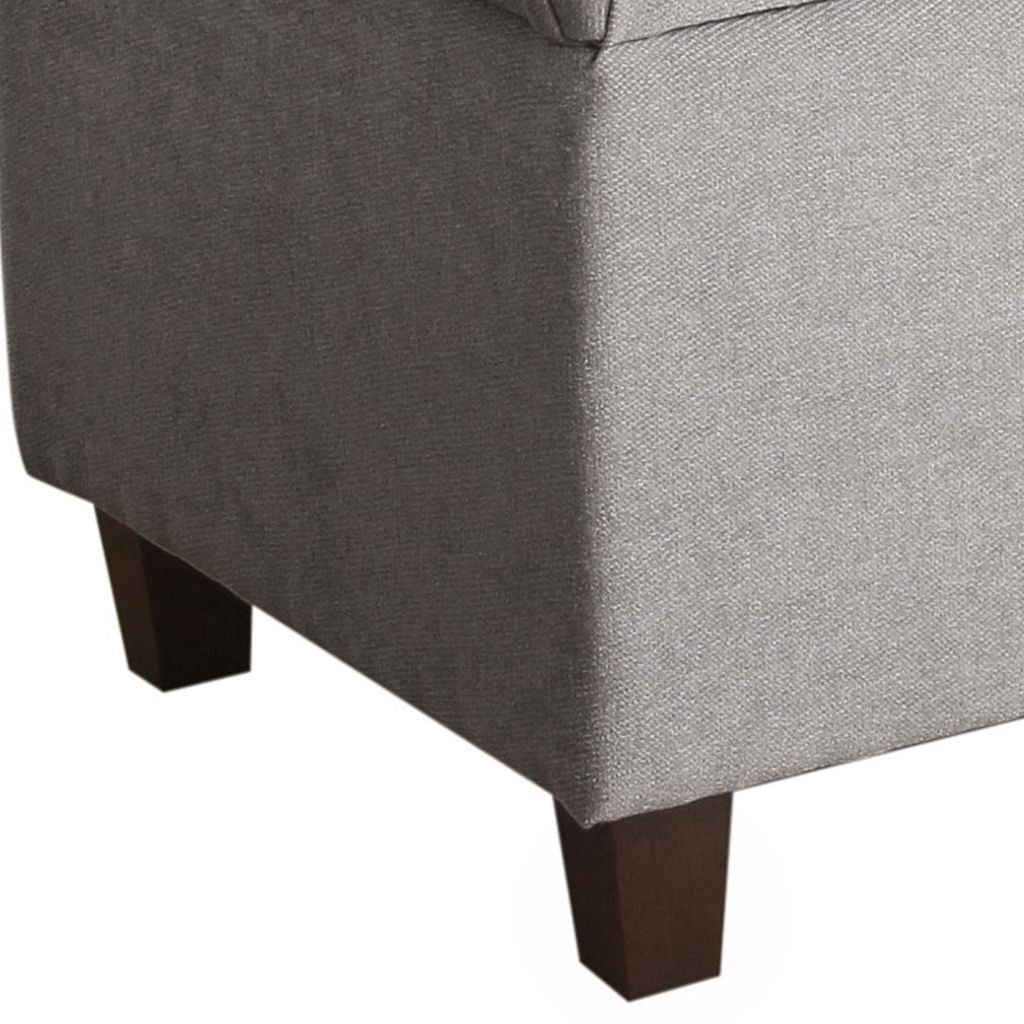 Fabric Upholstered Button Tufted Wooden Bench With Hinged Storage, Gray and Brown - View 3