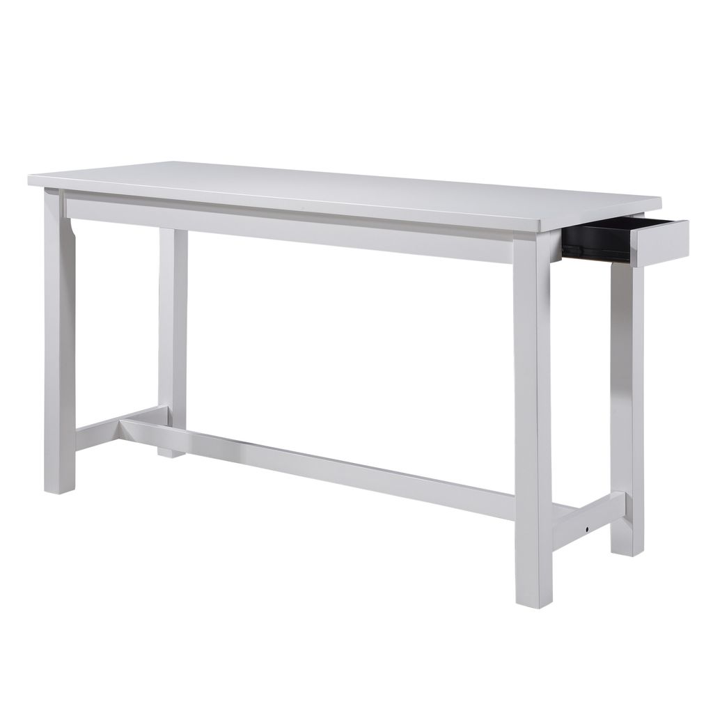 4 Pc 1 Drawer Counter Height Table with Backless Stools, White and Gray - View 6
