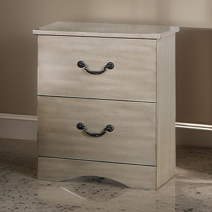 Bran 27 Inch Modern 2 Drawer Nightstand, Pine Wood, Grains, Light Brown - View 7