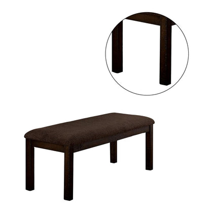 18 Inch Padded Bench with Wooden Frame, Brown - View 3