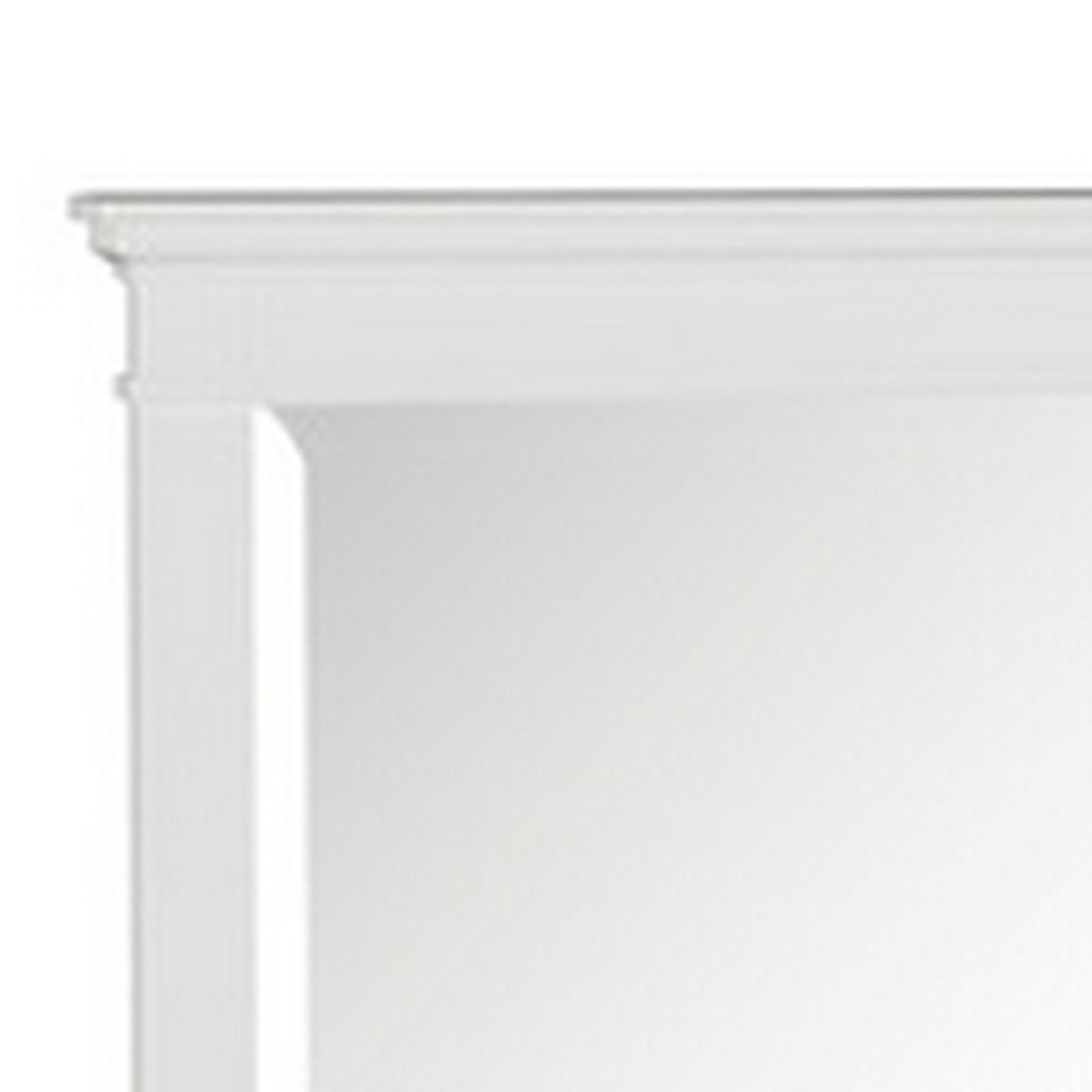 Candy 43 Inch Classic Accent Mirror, Rustic Minimalist Design, Crisp White - View 4
