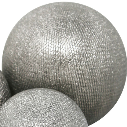 Decorative Ceramic Orbs with Textured Design, Silver, Set of Three - View 3