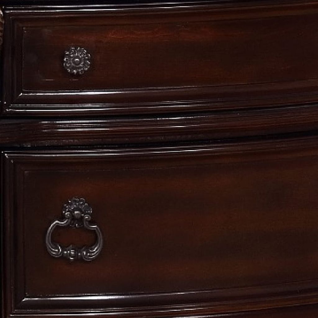 Sany Wooden Nightstand with Three Spacious Drawers and Bun Feet, Cherry Brown - View 3
