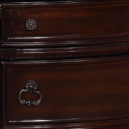Sany Wooden Nightstand with Three Spacious Drawers and Bun Feet, Cherry Brown - View 3