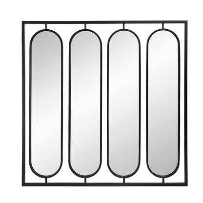 36 Inch Modern Wall Decor, 4 Swiveling Oblong Mirrors, Black Metal Frame