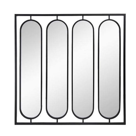 36 Inch Modern Wall Decor, 4 Swiveling Oblong Mirrors, Black Metal Frame