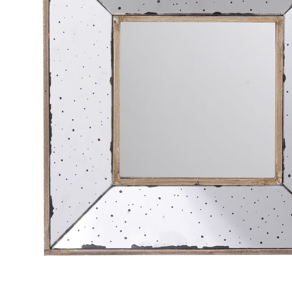 Joe 12 Inch Square Wall Mirror, 3 Dimensional, Speckled Off White and Brown - View 4