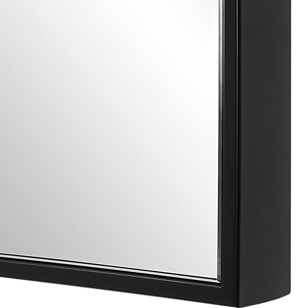 40 Inch Wood Wall Mirror, Rectangular Thin Frame, Black - View 3