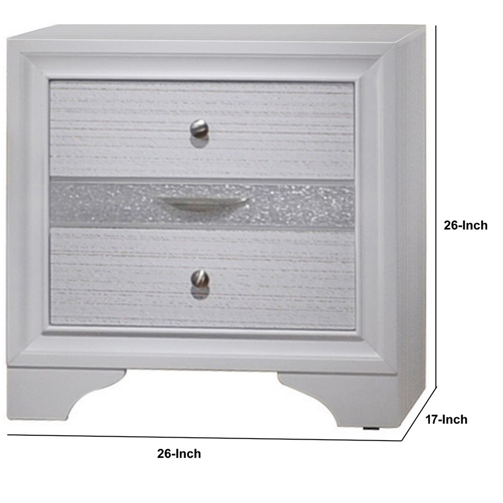 Stylish 3 Drawers Wood Nightstand By Naima , White - View 6