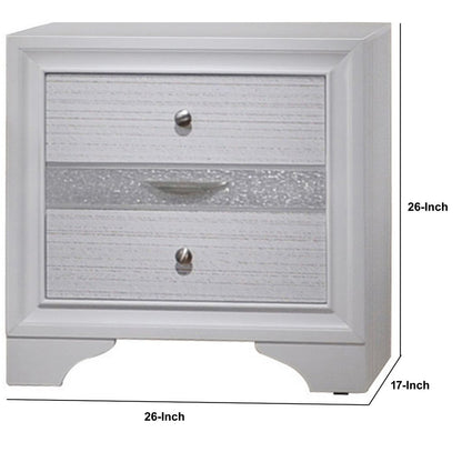 Stylish 3 Drawers Wood Nightstand By Naima , White - View 6