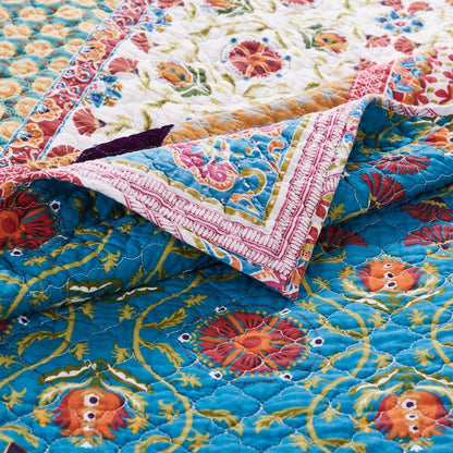 Sama 5 Piece Reversible King Quilt Set, Floral Print Patterns, Multicolor - View 4