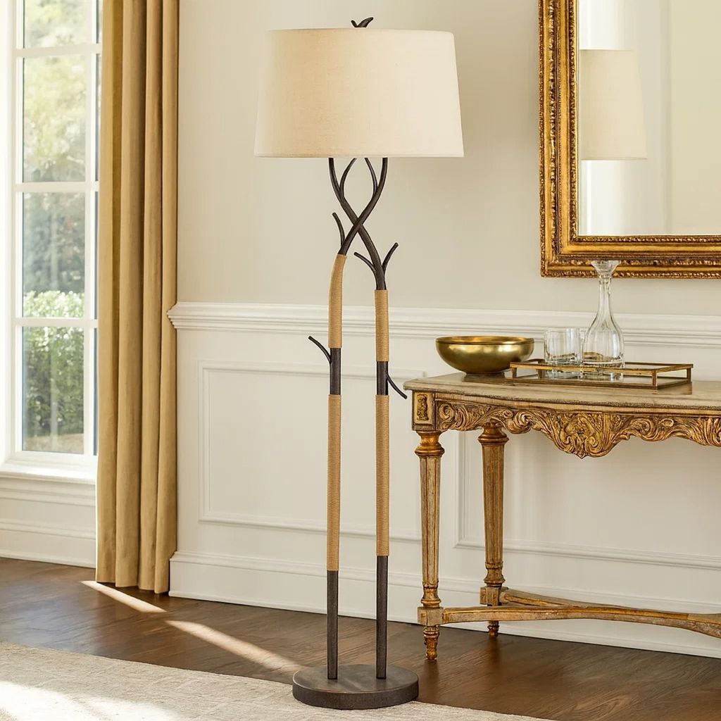 60 Inch Metal Tree Branch Base Floor Lamp, Dimmer, Black - View 7