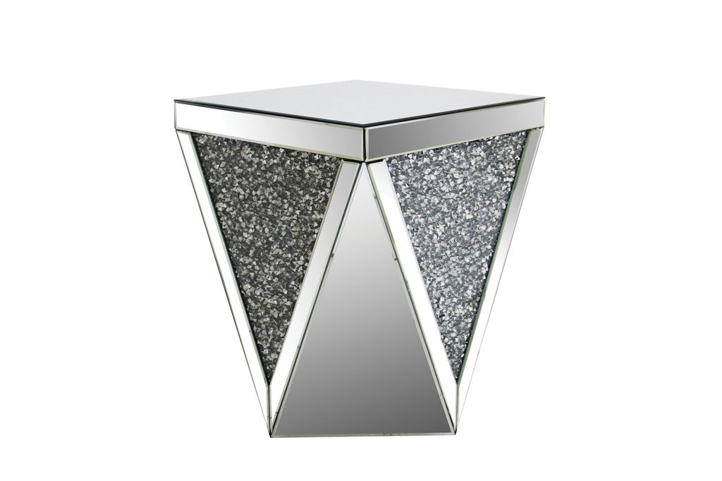 End Table with Square Mirrored Top, Clear