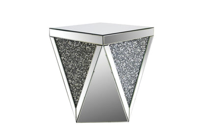 End Table with Square Mirrored Top, Clear