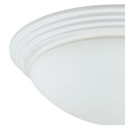 Dome Shaped Glass Ceiling Lamp with Hardwired Switch, White and Clear - View 2