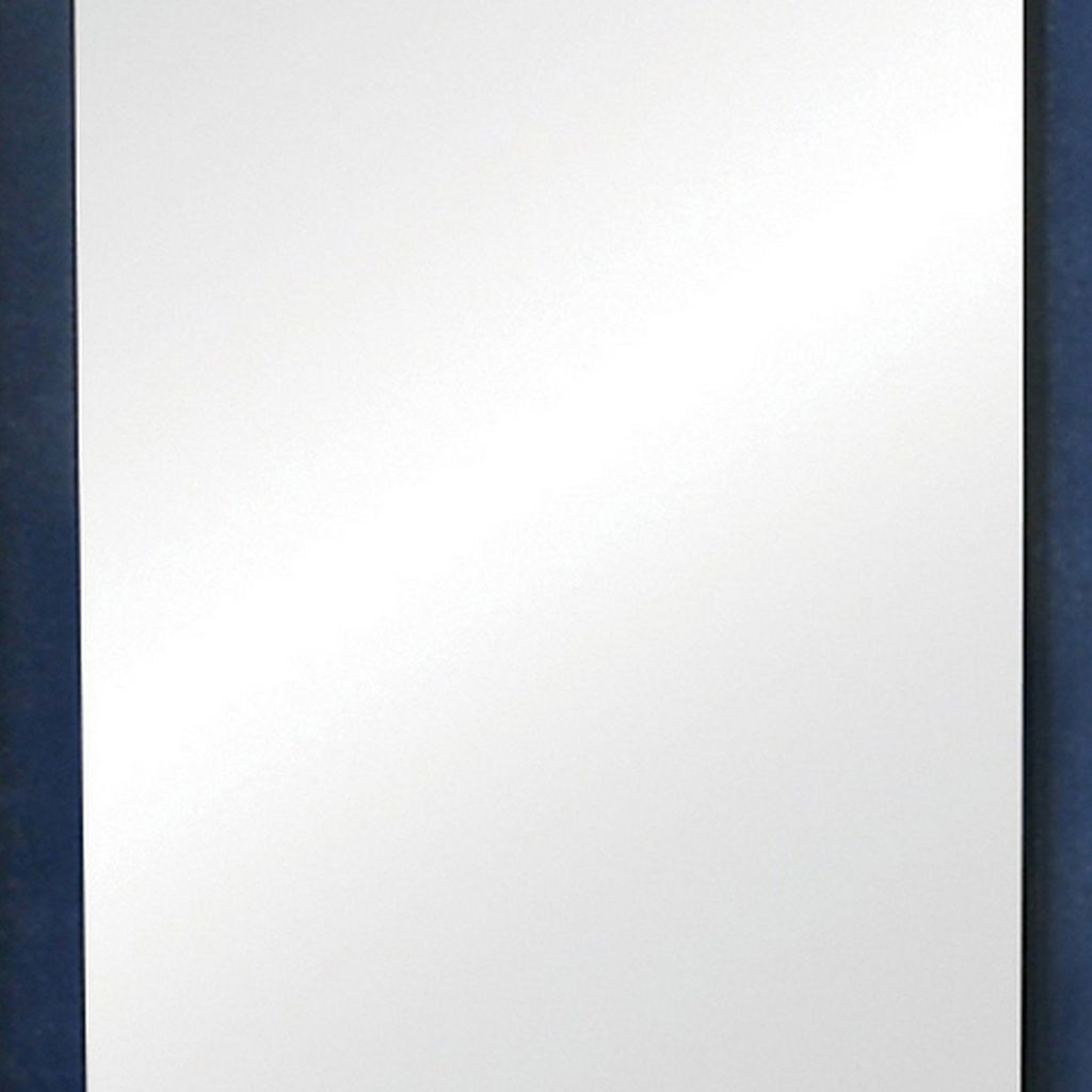 Cale 40 Inch Modern Glam Portrait Mirror, Nailhead, Blue Velvet Upholstered - View 4