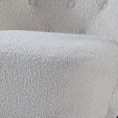 34 Inch Modern Tufted Wingback Accent Chair, Teddy Sherpa Fabric, White - View 3